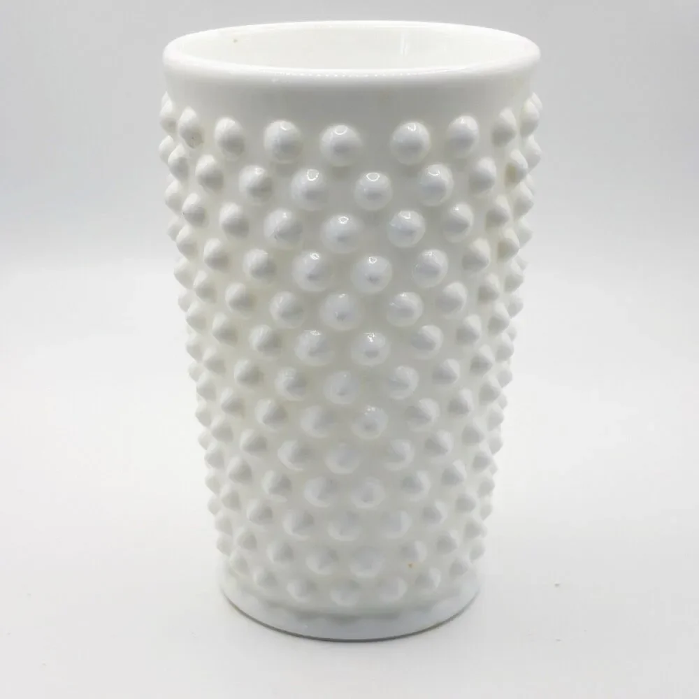 Vtg Fenton White Milk Glass Hobnail Tumbler Juice Glass Cup (2) Unmarked 4 Inch